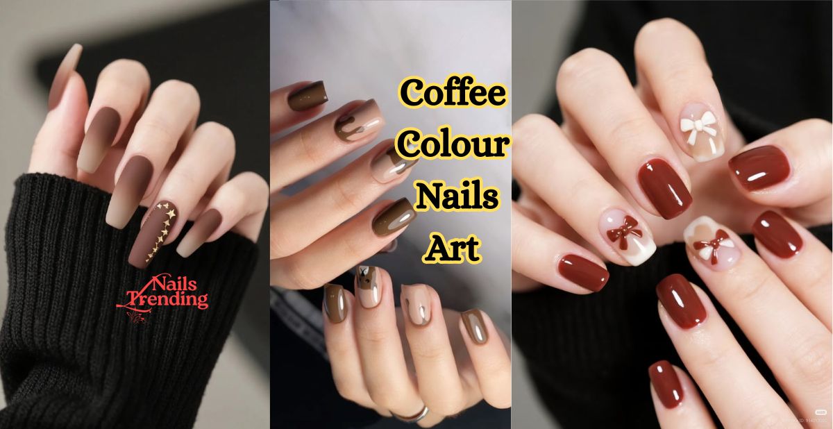 Coffee colour nails art